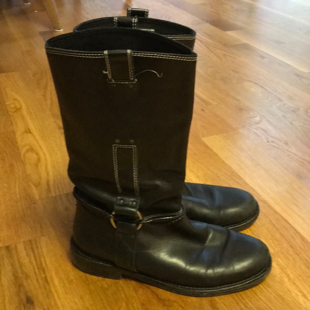 Black leather boots